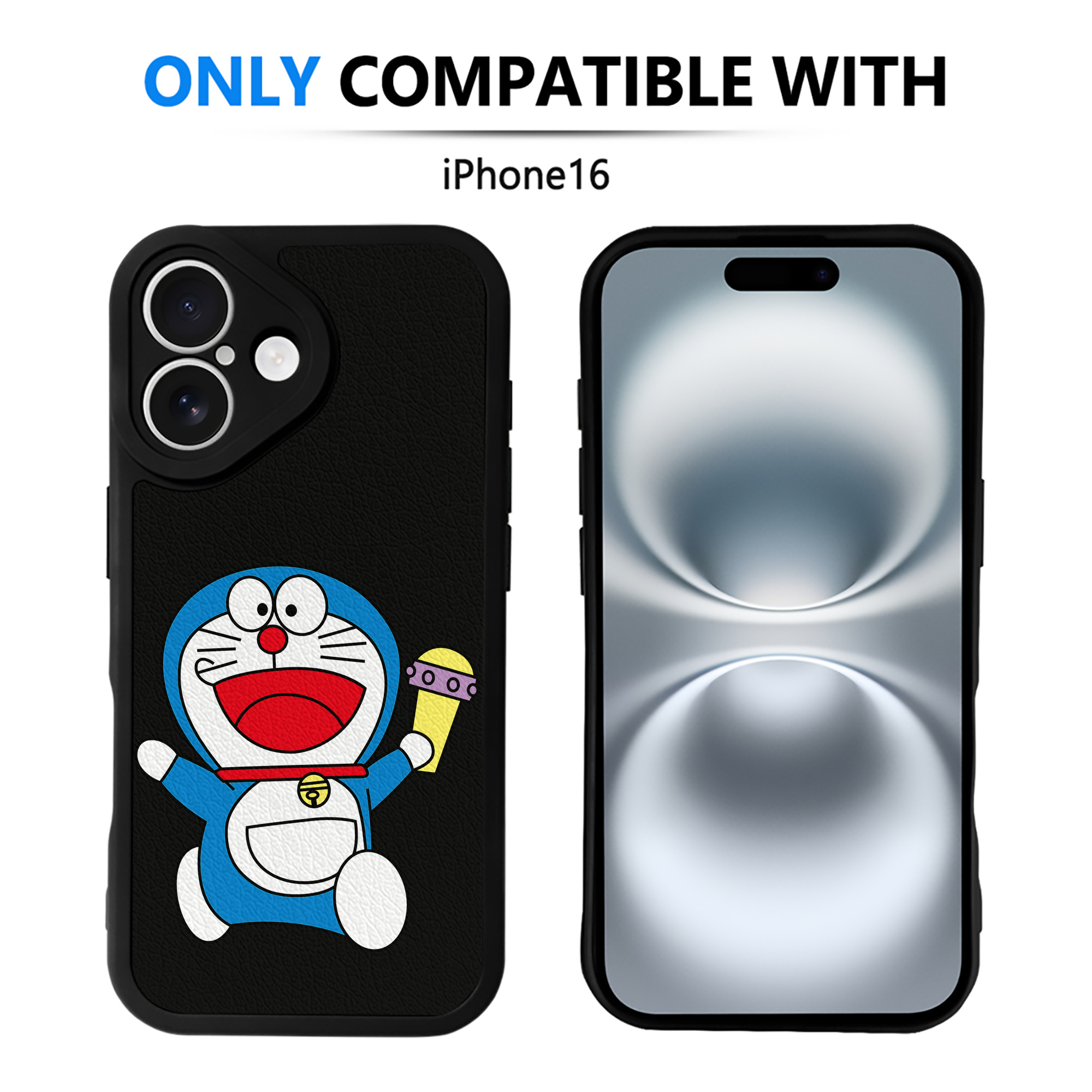 （画像用） ドラえもん Doraemon 【iPhone 16シリーズ対応】シリコンスマホケース（レザー調） 材質：シリコン